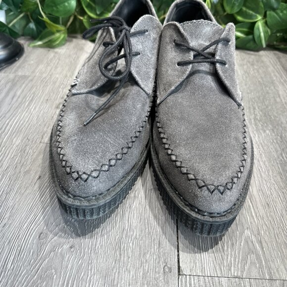 TUK Creepers Goth Pointed Toe Gray Suede Laces Shoes Sz 11